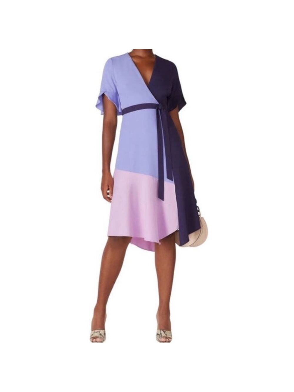 Anthropologie Hutch Colorblock Faux Wrap Midi Dress Women’s Sz M